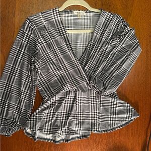 Faith and Joy Black and White Checkered Blouse